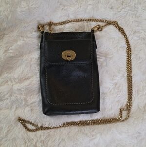 Fossil Black Pebbled Leather Crossbody Phone Bag & Card Case
